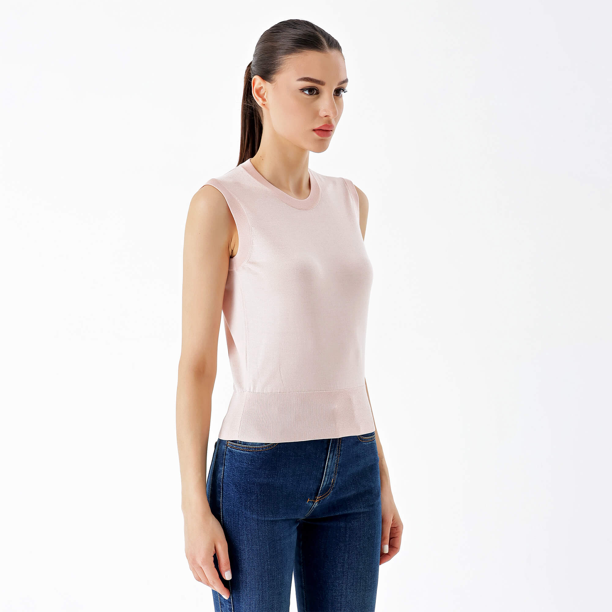 Dolce&Gabbana - Powder Pink Silk Thin Sleeveless Sweater